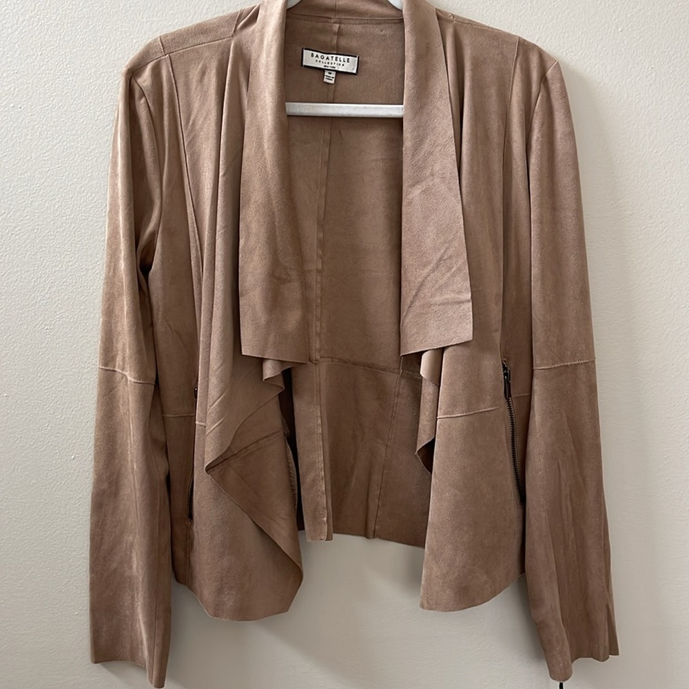 Bagatelle, Women’s Faux-Suede Drape-Front Jacket Sz M - Picture 6 of 14
